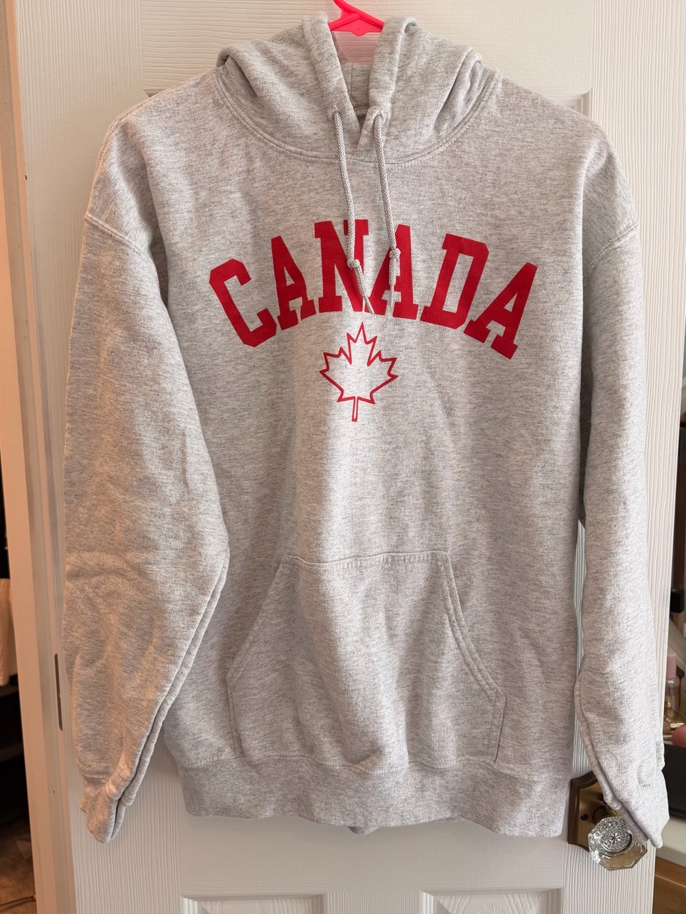 Gildan Grey Hoodie Sweatshirt with Red CANADA Lettering